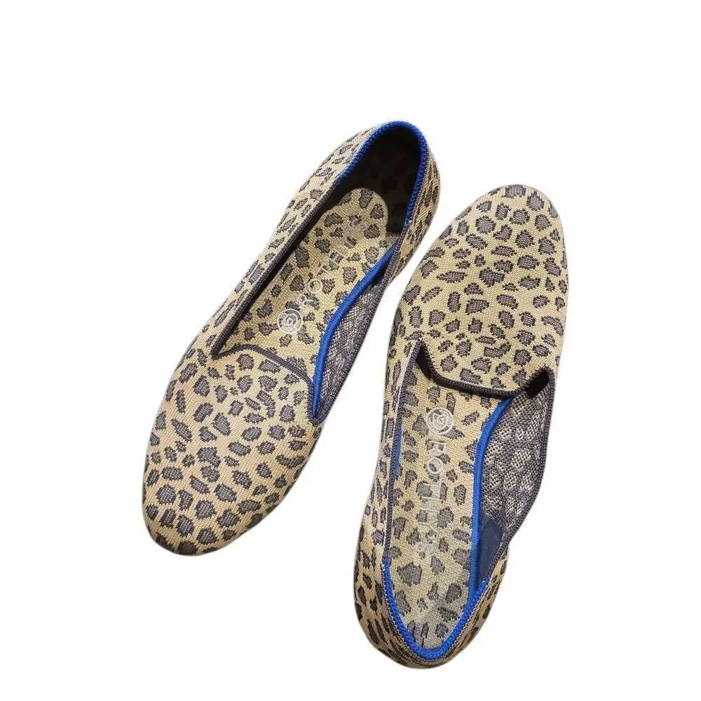Rothy's The Loafer Shoes Women's 9 Tan Mocha Spot Leopard Animal Print Slip On